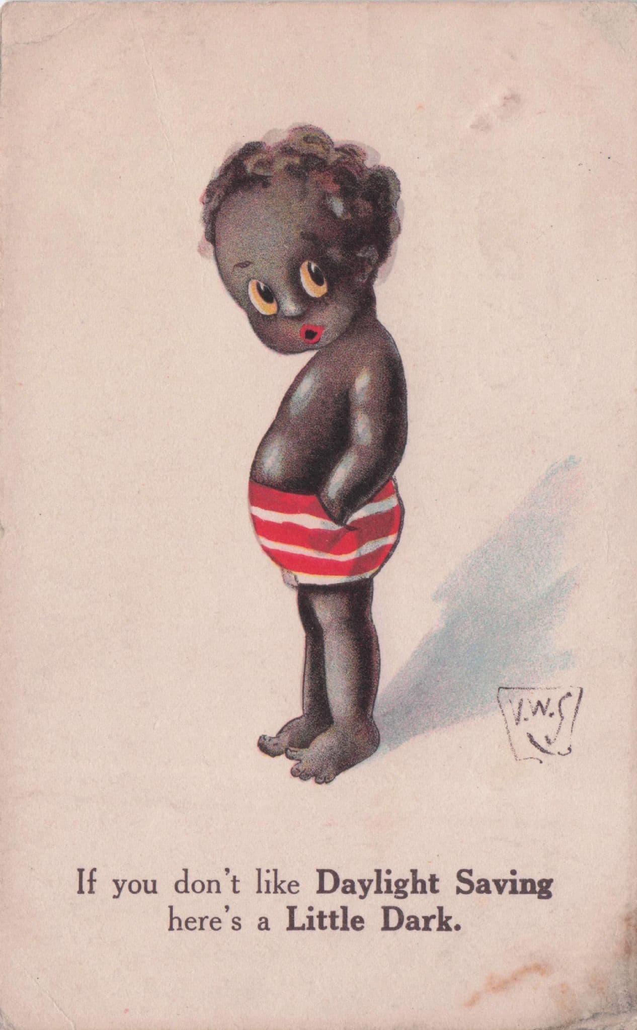 Ethnic Daylight Boy A Little Dark Skin Comic Humour Old Postcard