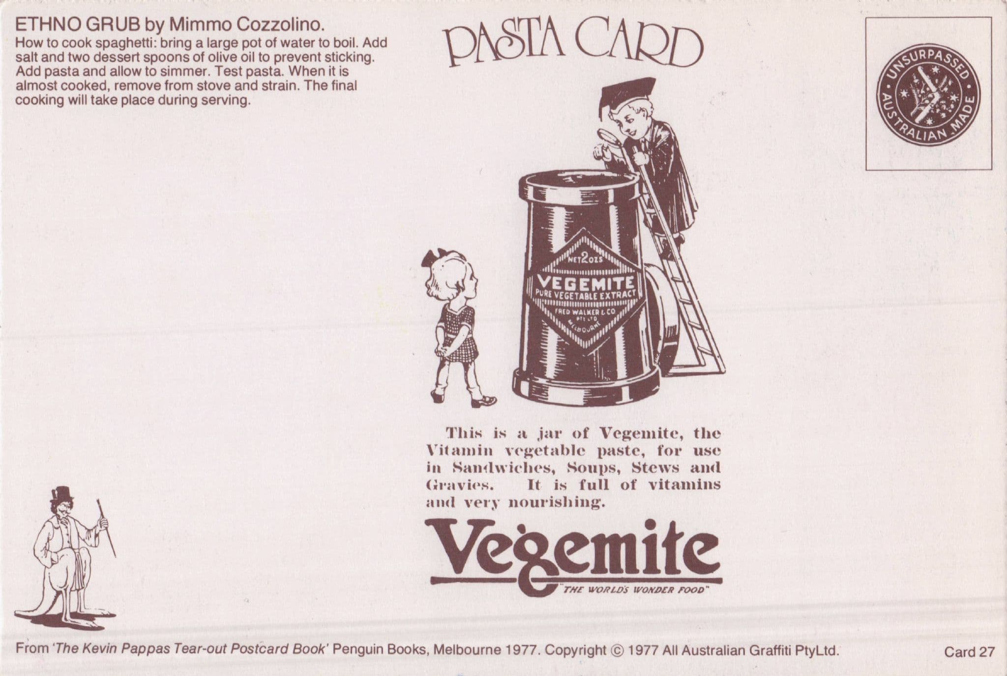 Ethnic Spaghetti Giant Food Bowl Cooking Instructions Australian Postcard