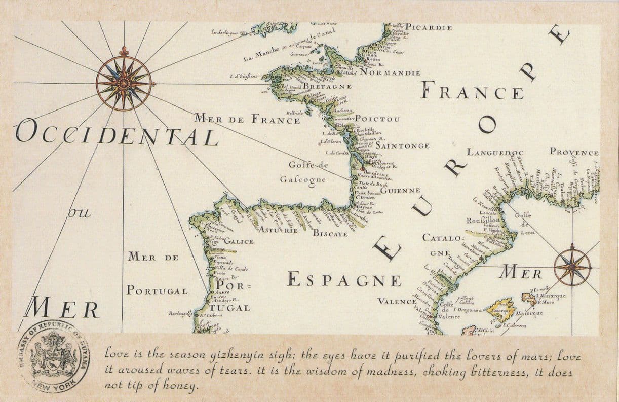 Europe France Germany Spain Portugal Spanish Sea Map Proverb Postcard