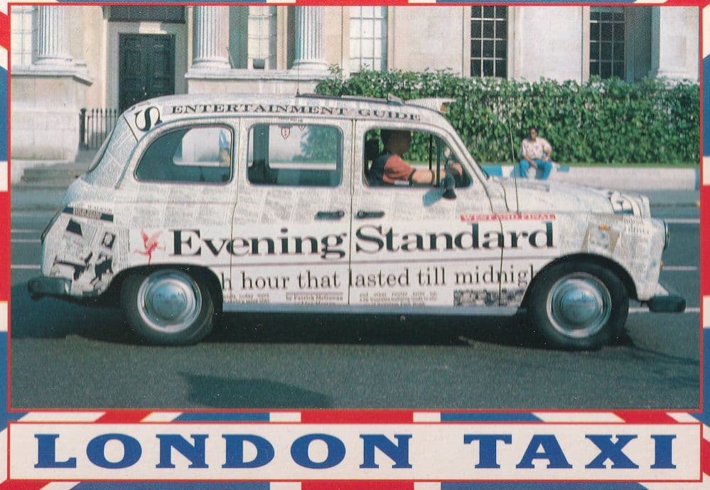 Evening Standard London Taxi Car Advertising Postcard