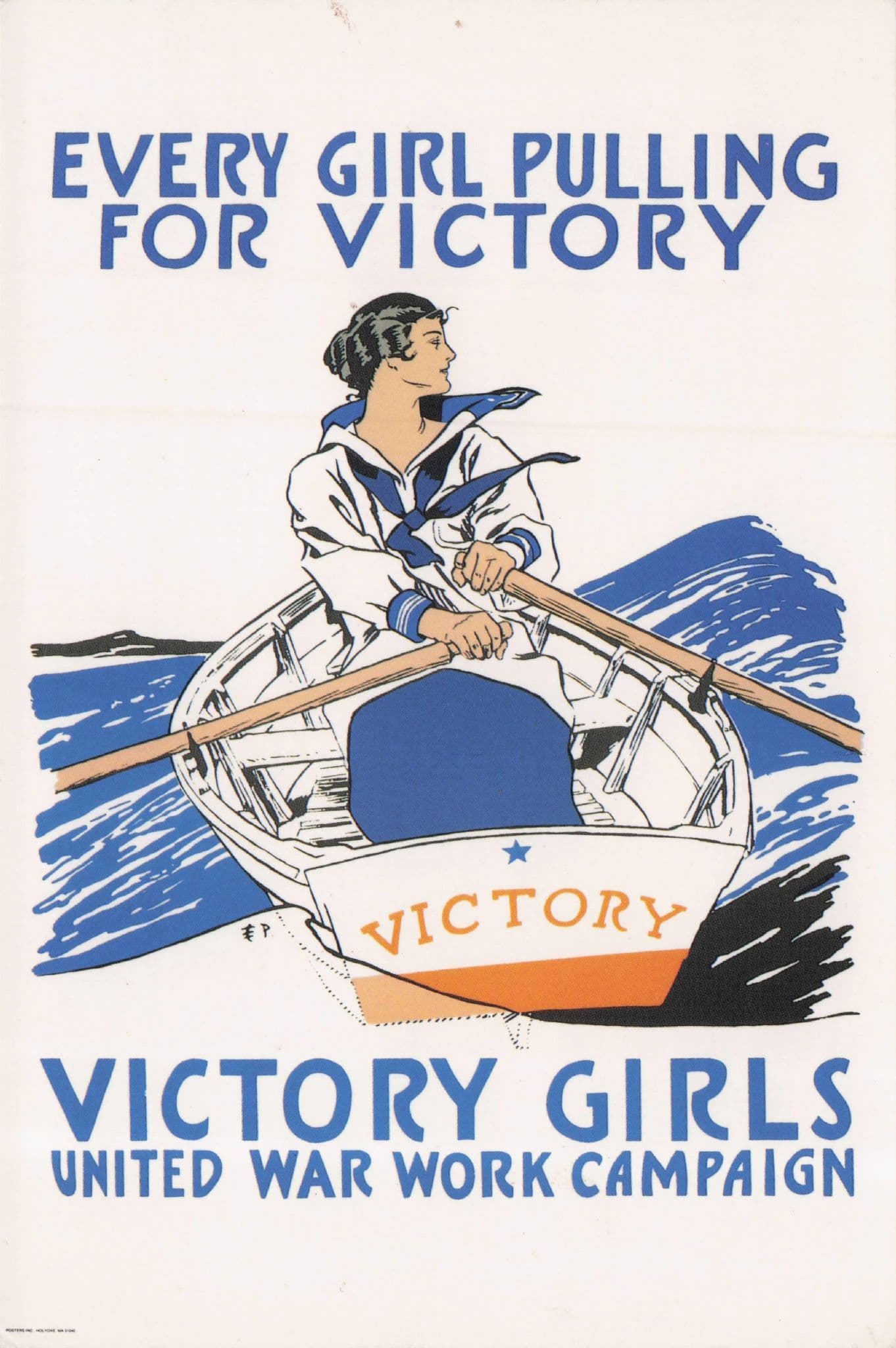Every Girl Pulling For Victory WW2 Poster Postcard