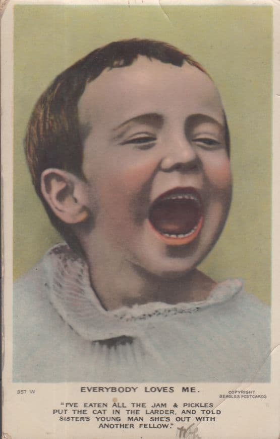 Everybody Loves Me Two Timing Grassed Up Jam & Pickle Old Comic Humour Postcard