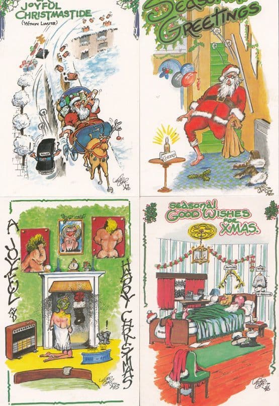 Evil Criminal Santa 6x SIX Comic Postcard s