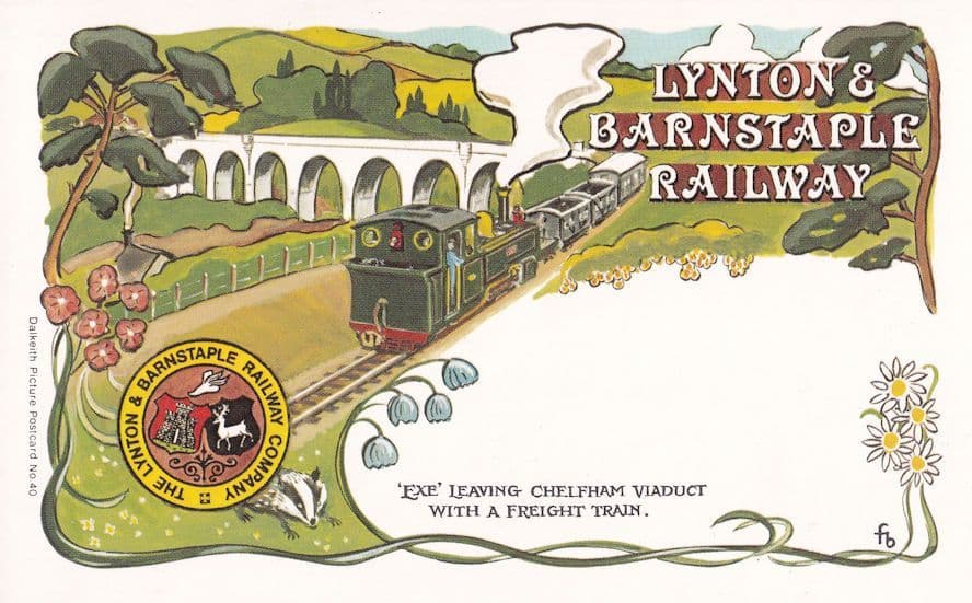 Exe Train at Cheltenham Viaduct Freight Lynton & Barnstaple Postcard