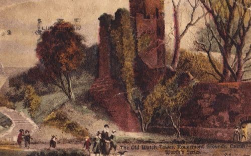 Exeter Rougement Grounds Worths Antique The Old Watch Clock Tower Rare Postcard