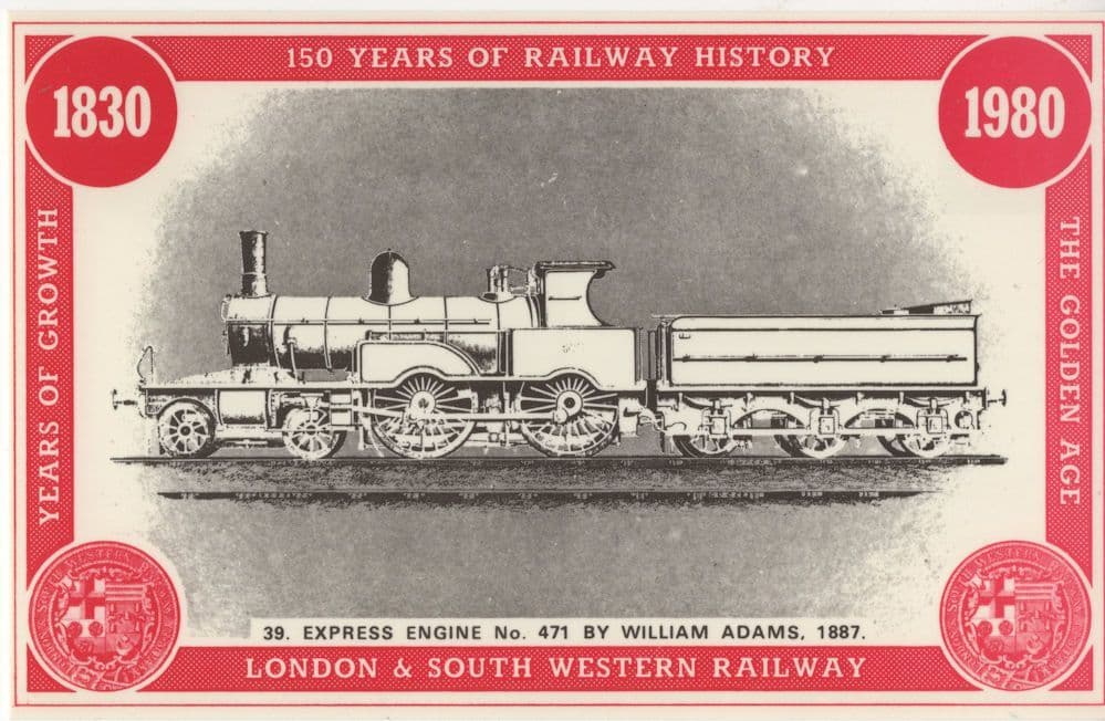 Express Engine 471 William Adams Train L&SWR Postcard