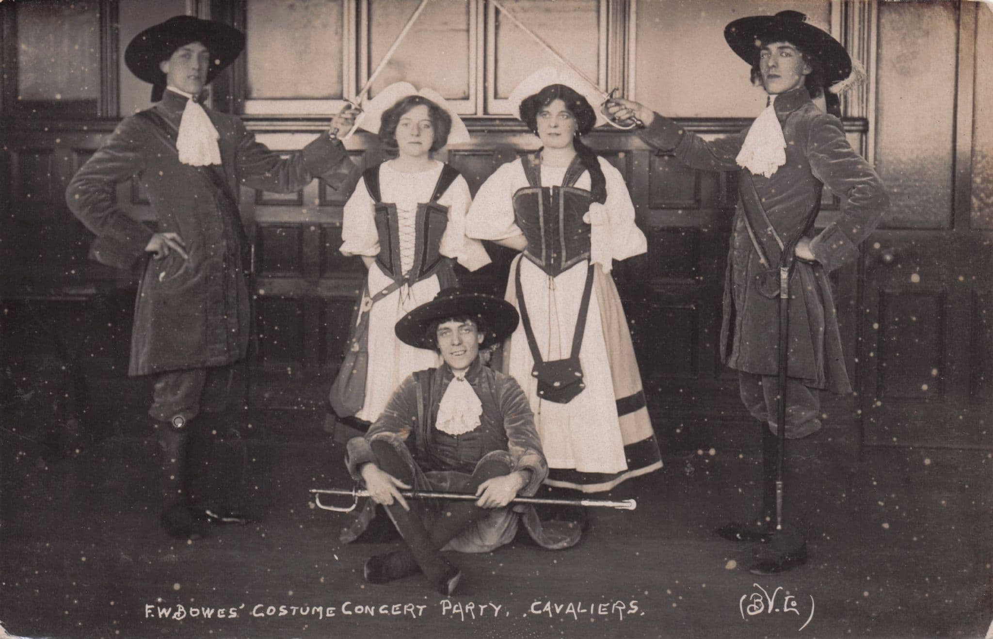 F.W.Bowes Concert Costume Party Cavaliers Entertainers Old RPC Postcard