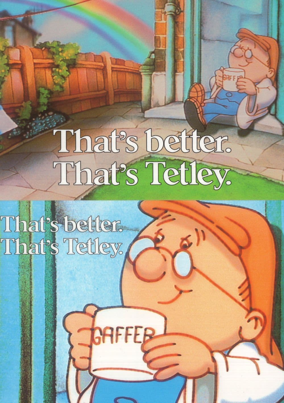 Factory Gaffer Thats Better Thats Tetleys Tea 2x Advertising Postcard s
