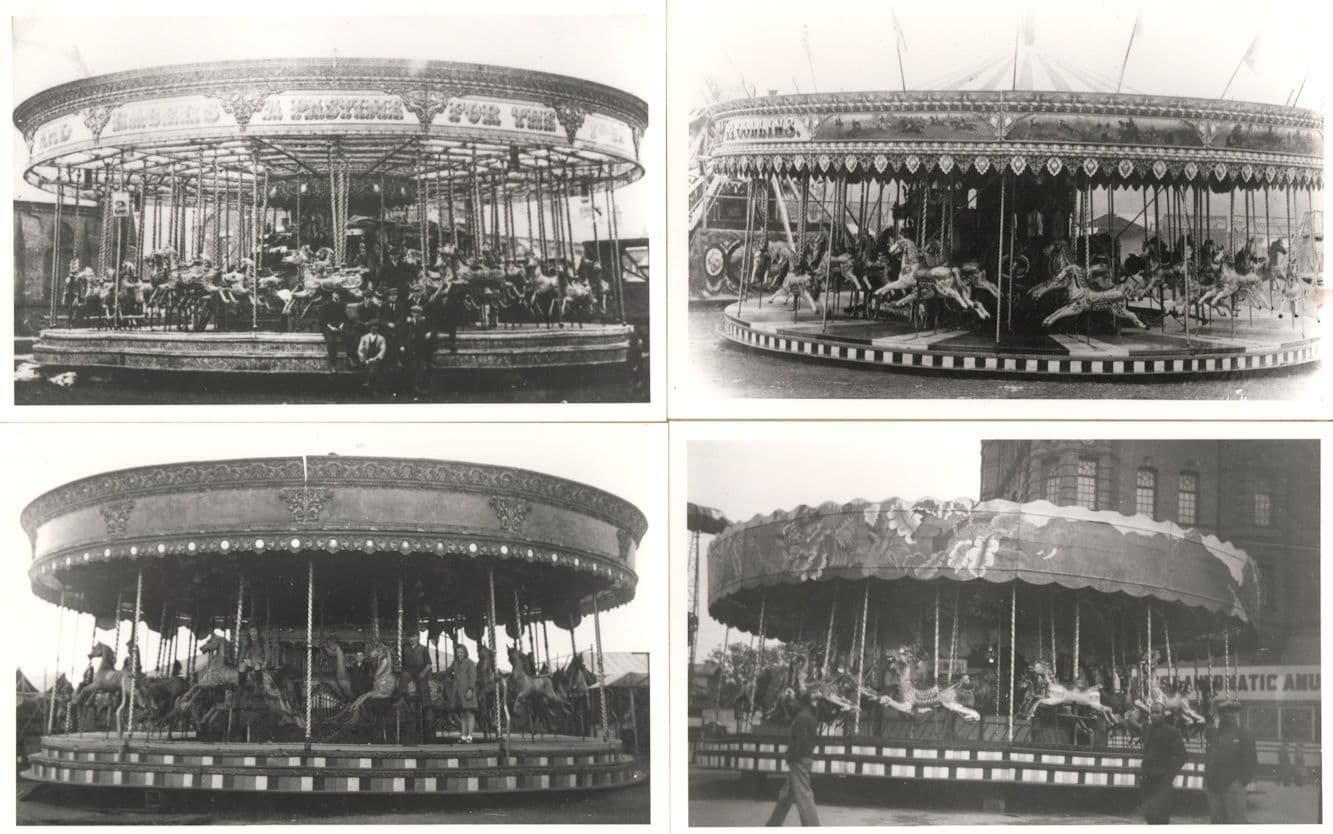 Fairground Amazing Galloping Horse Roundabouts 4x Vintage Photo s