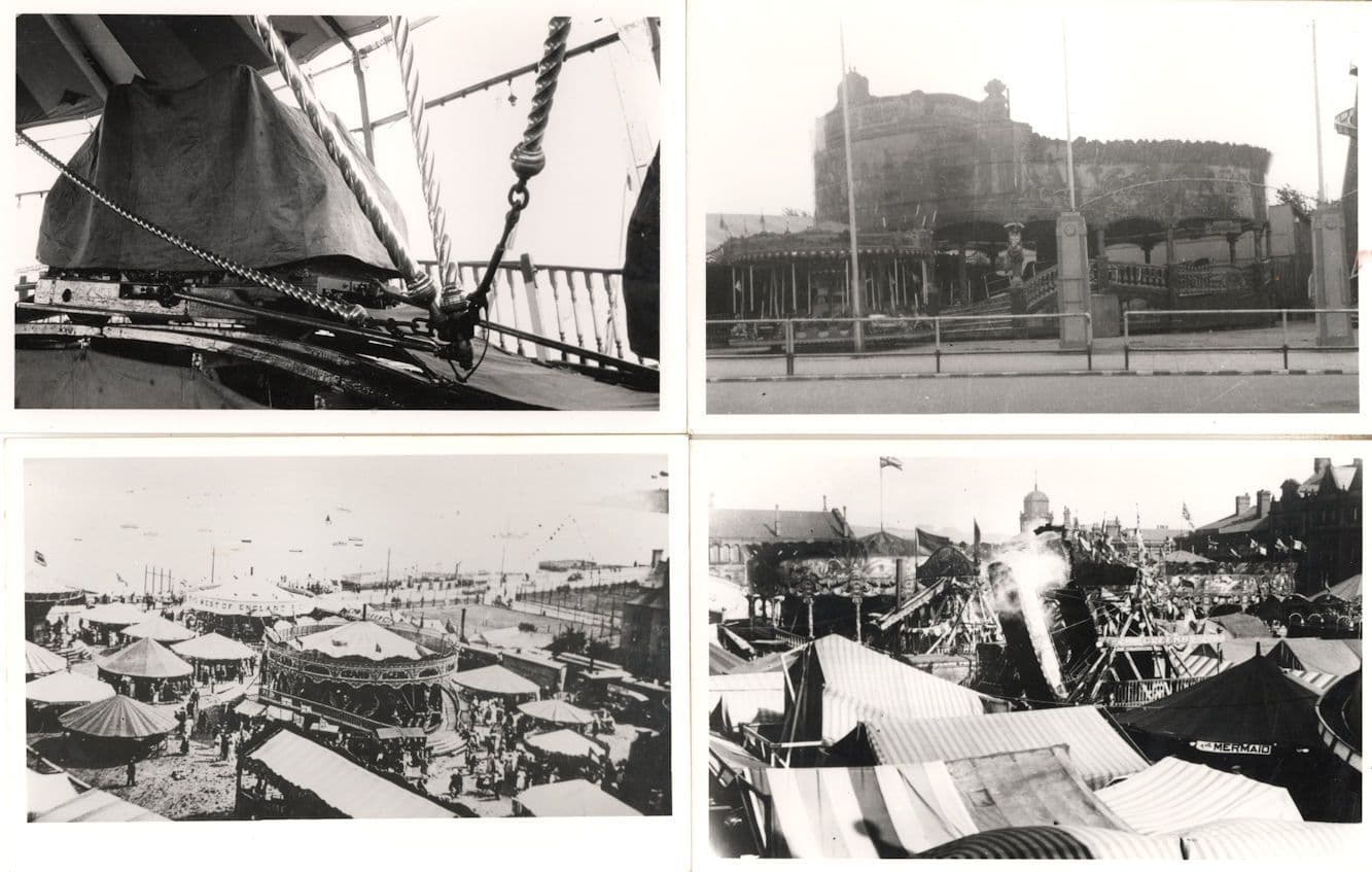 Fairground The Mermaid Thrill Rides Fair Staff Aerial 4x Vintage Photo s