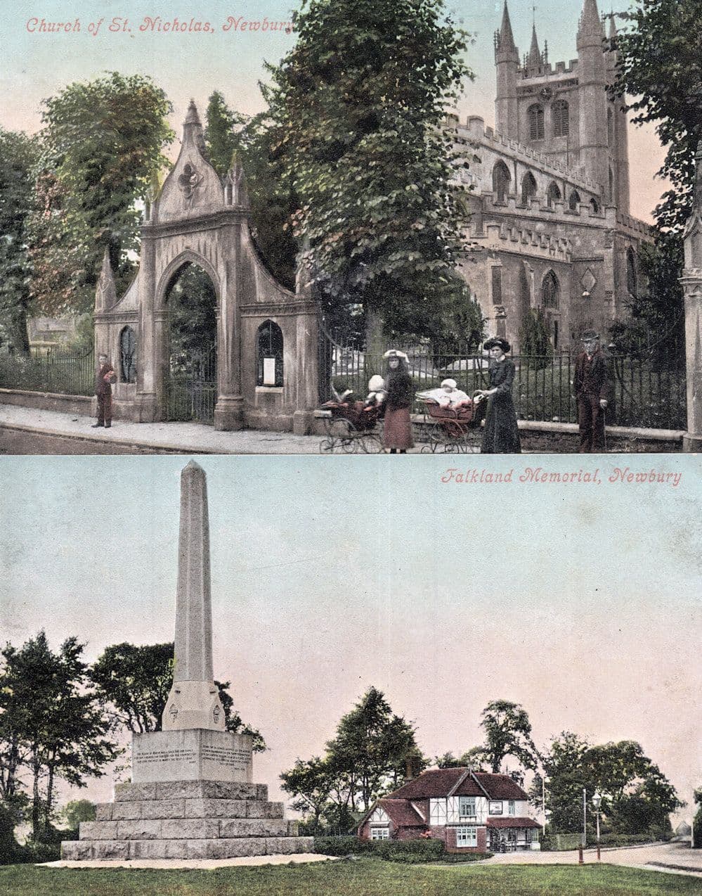 Falkland Memorial Newbury Church Prams 2x Old Postcard s