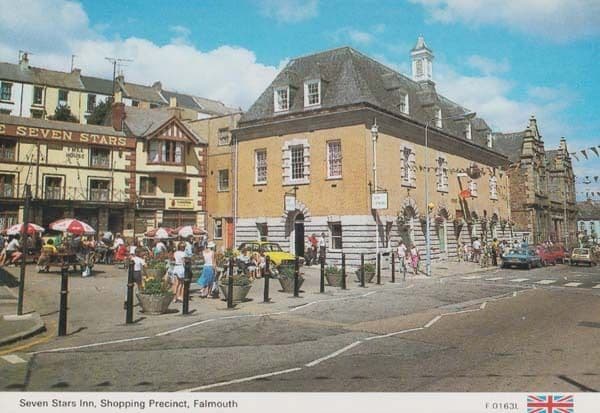 Falmouth Cornwall Seven Stars Inn Job Centre Shopping Precincts Shops Postcard