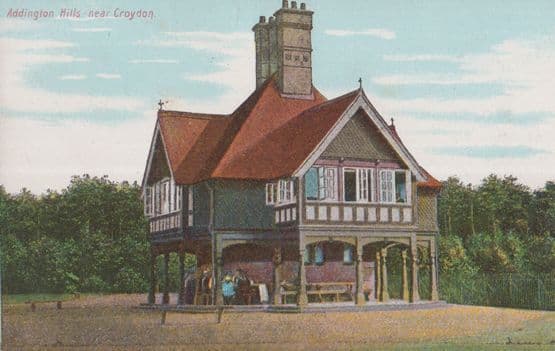 Family Gatherine at Addington Hills Croydon Antique Rare Surrey Postcard
