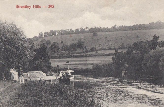 Family Posing by Their Boat Ship on Streatley Hills Berkshire Antique Postcard