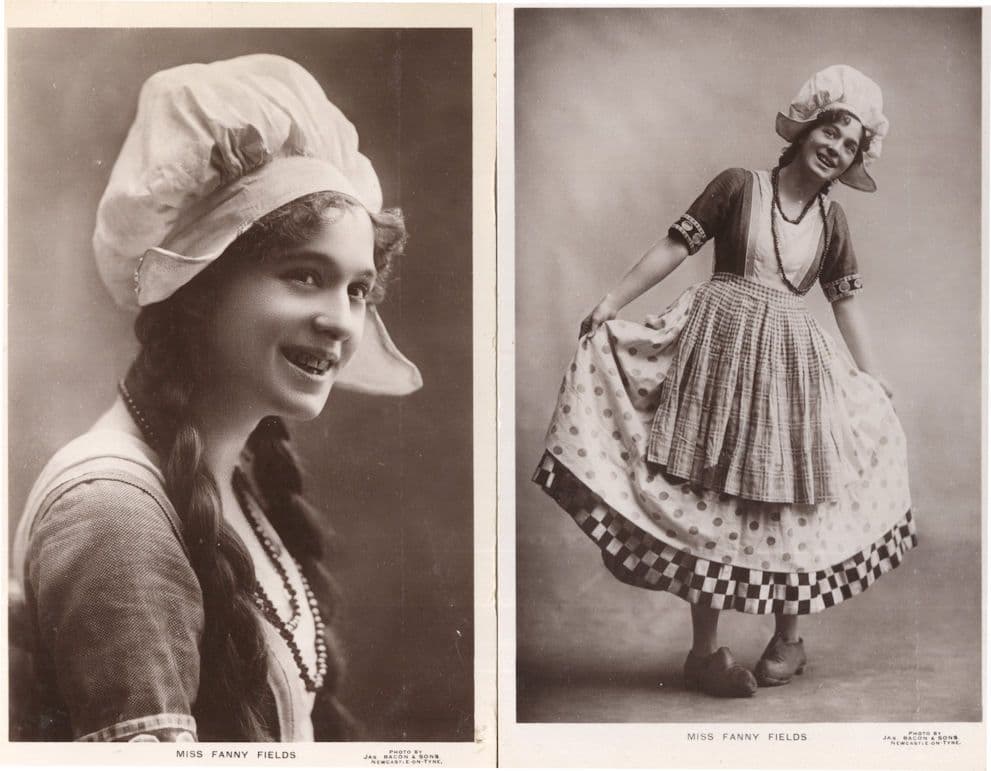 Fanny Fields Edwardian Actress Stage Courtesy Comedian 2x Bacon Old Postcard s