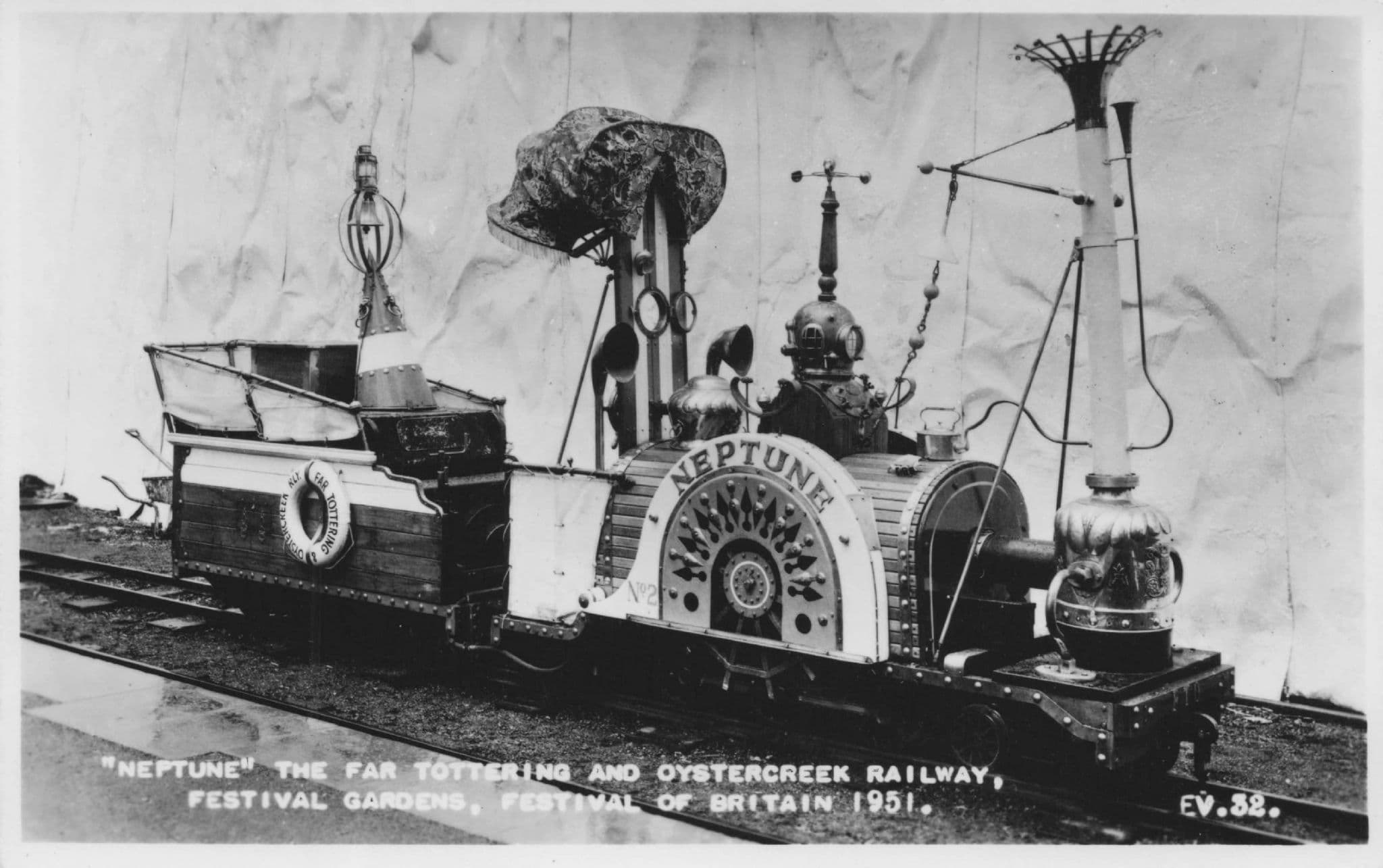 Far Totteridge & Oystercreek Railway Neptune Festival Of Britain RPC Postcard