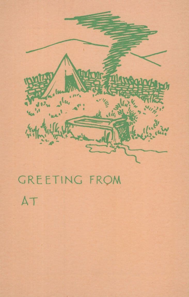 Farm Field Tent Bath Boy Scouts Girl Guides Old Greetings Postcard