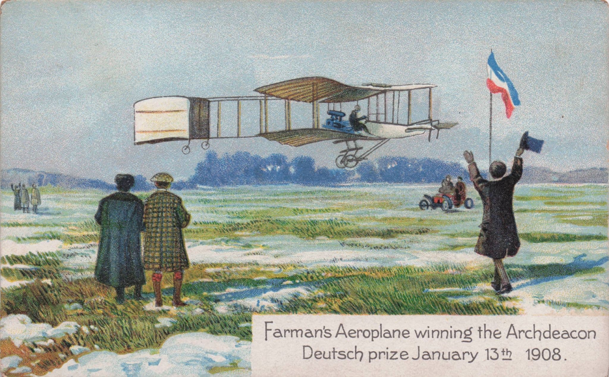 Farman's Aeroplane Winning The Archdeacon Prize Plane Old Postcard