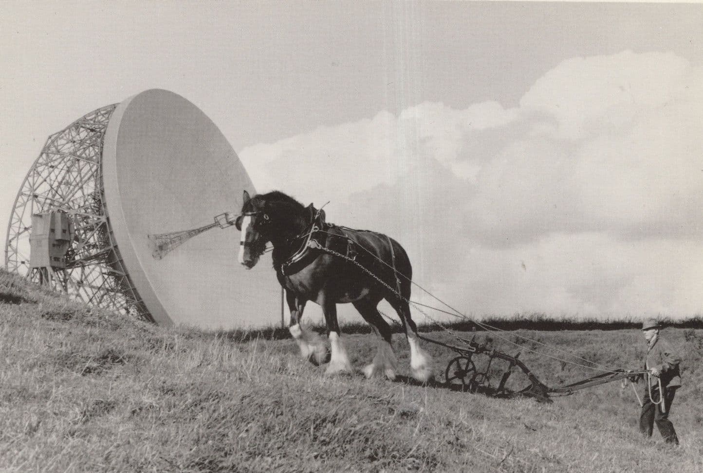 Farmer Vs Satellite Dish Television Past & Present Photo Postcard