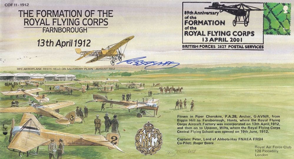 Farnborough Formation Of The Royal Flying Corps Military Pilot WW1 Hand Signed FDC