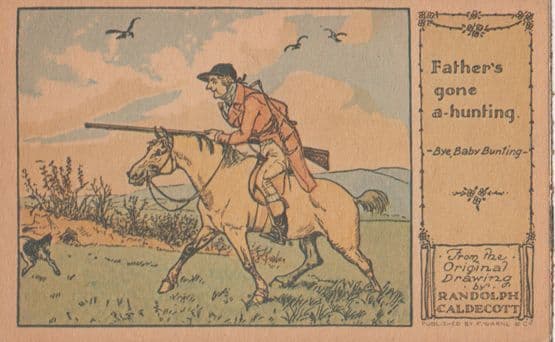 Fathers Gone A Hunting Painting Fox Hunt Rifle Postcard