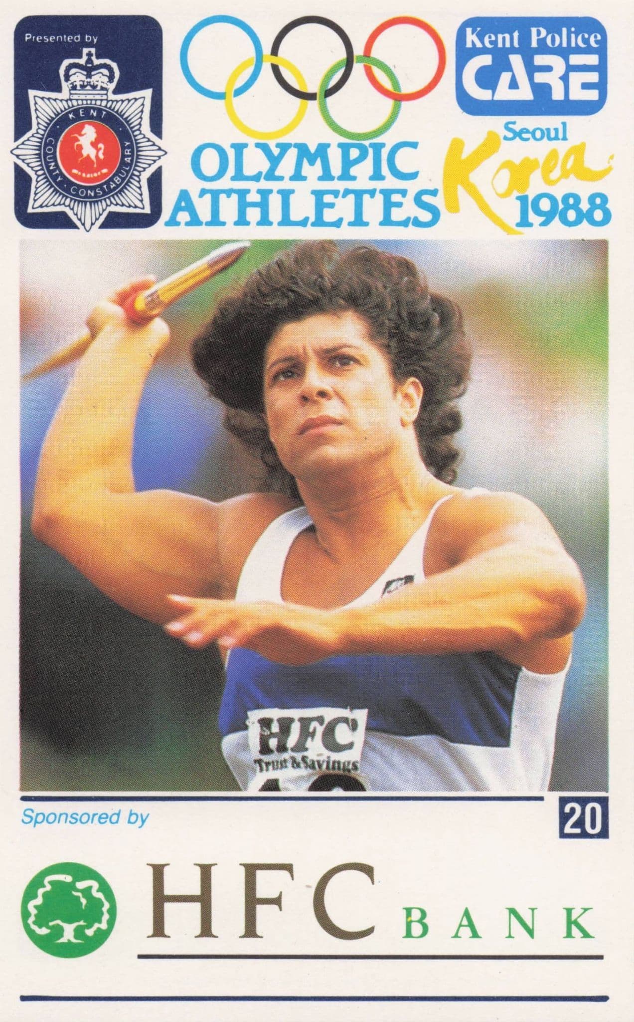 Fatima Whitbread GB Javelin Olympics 1988 Rare Police Trade Photo Card
