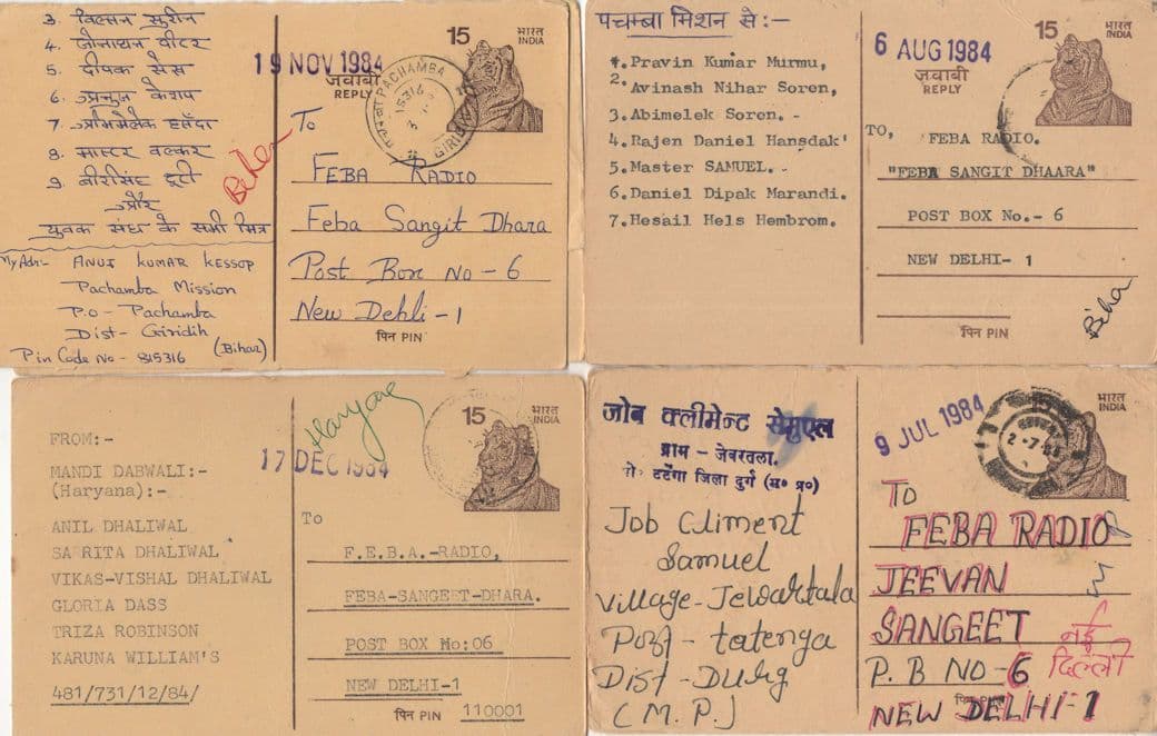 FEBA Far East Broadcasting Radio Station 8x Indian Postcard s