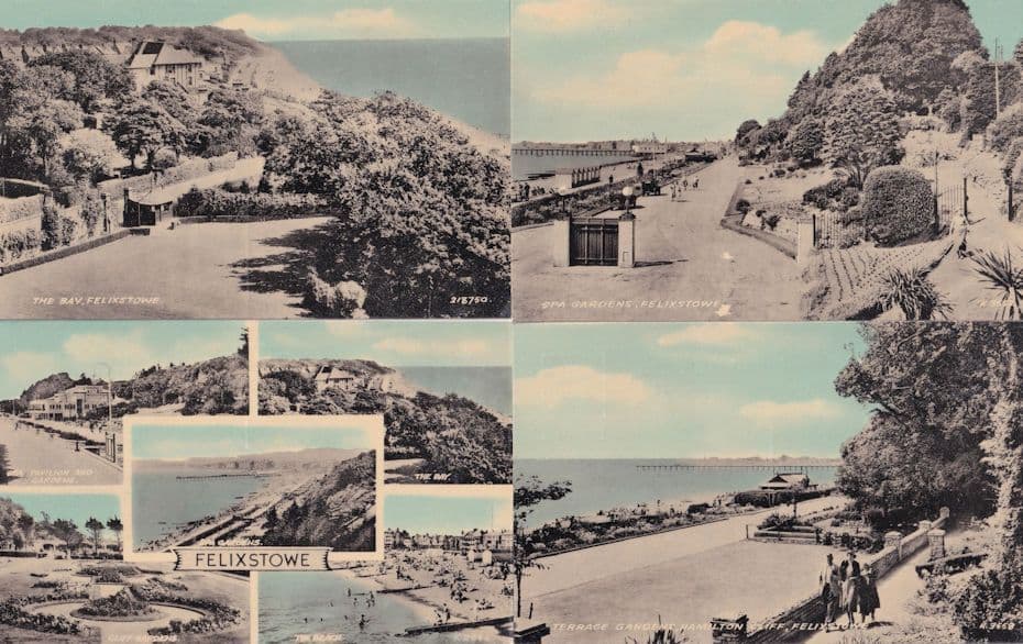 Felixstowe Beach 4x Valentines Blue Colour Unique Postcard s