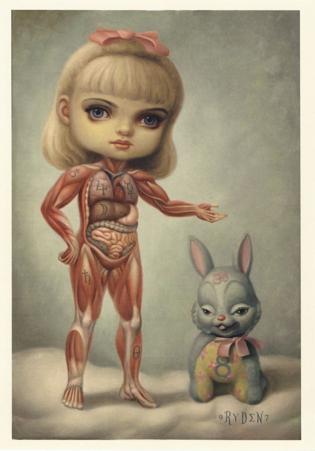 Female Anatomy Tattoo Toy Rabbit Surrealism Painting 8x6 Postcard
