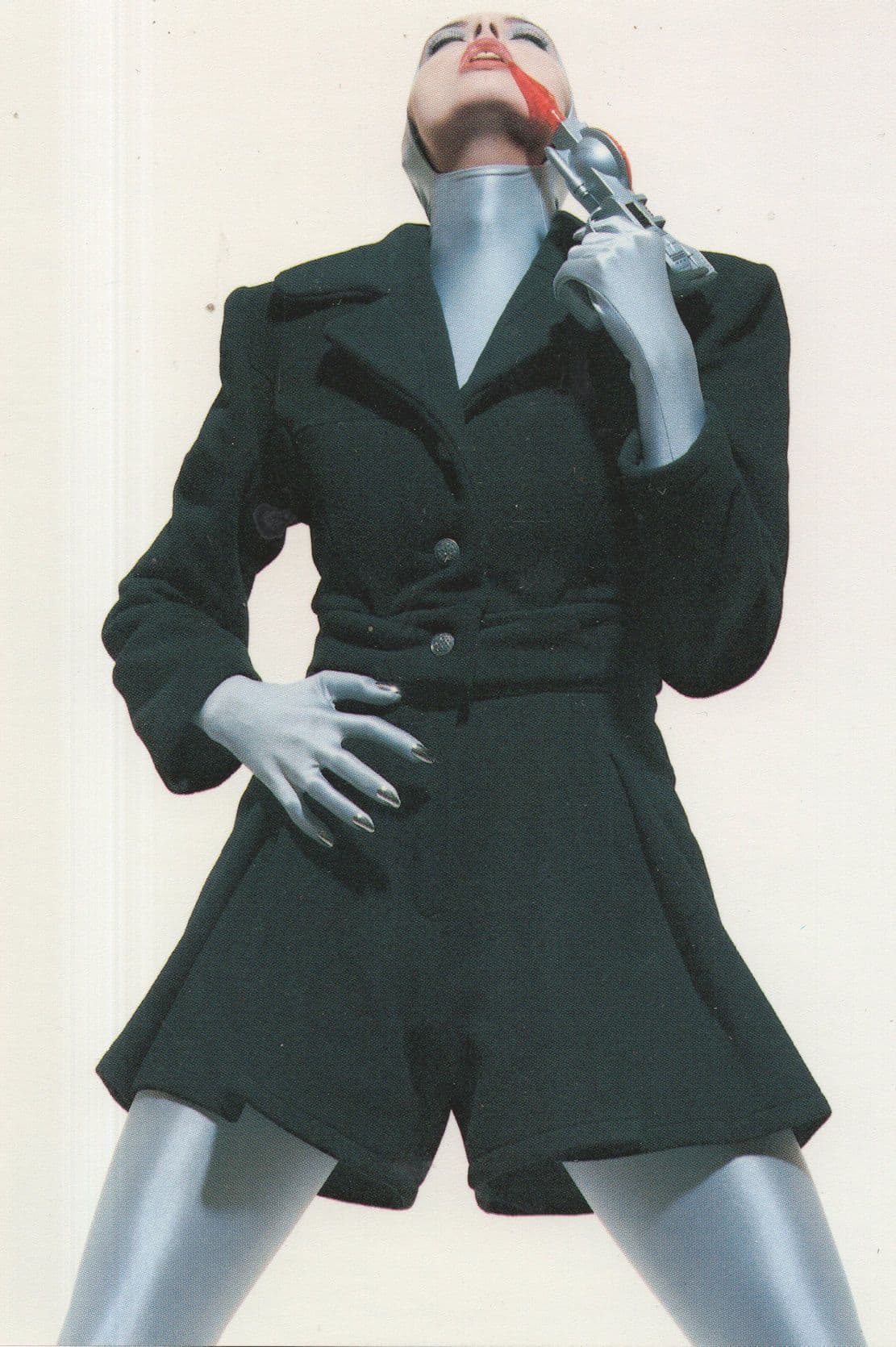 Female Sci-Fi Robot Suicide Revolver Gun Photo Art Award Postcard