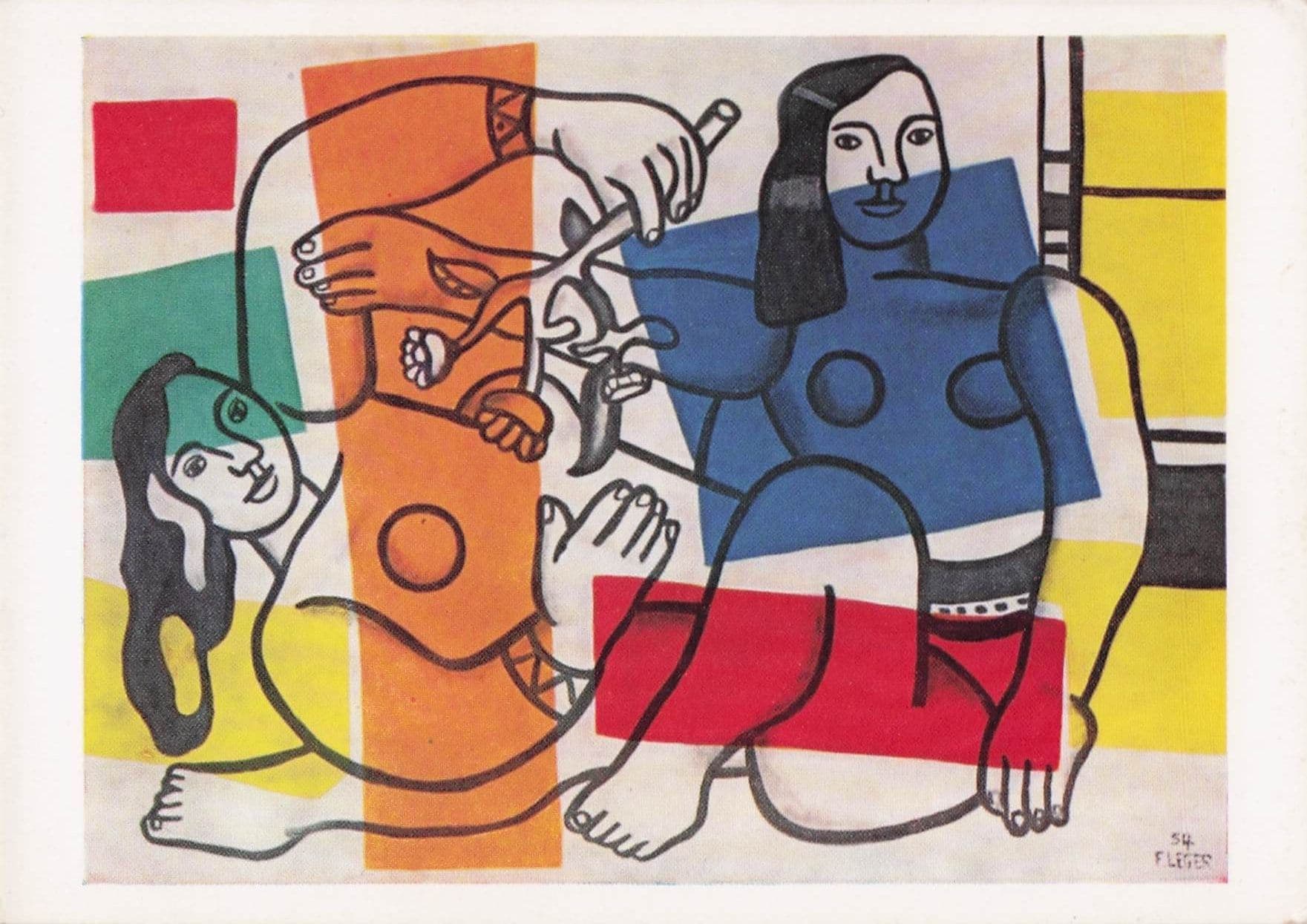 Fernard Leger Two Women Holding Flowers Risque Tate Gallery Painting Postcard