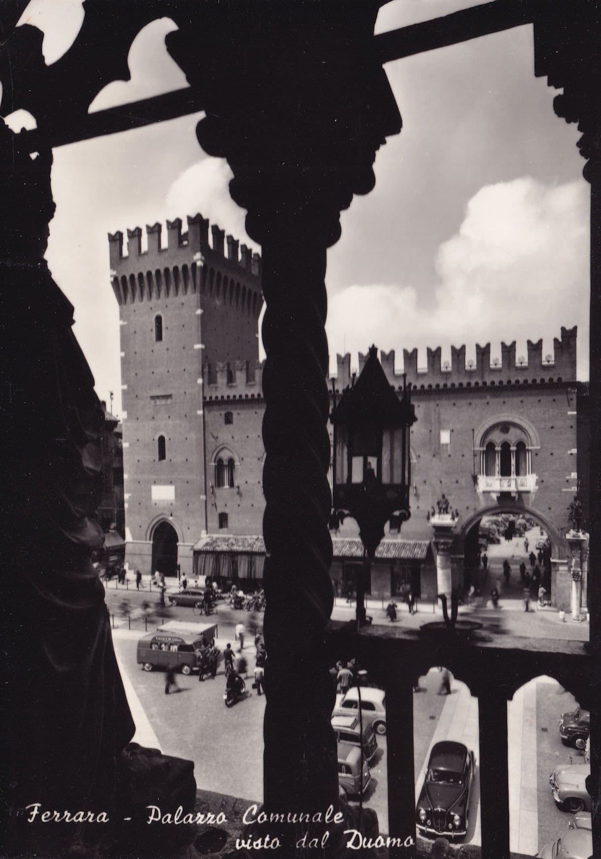 Ferrara Palazza Comunale Visto Dal Duomo Car Park Real Photo Postcard