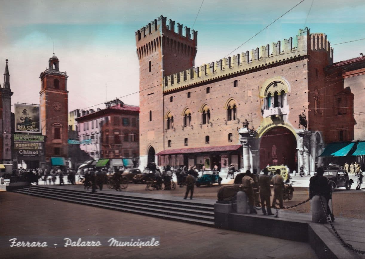 Ferrara Palazzo Municipale Bicycles Italian 1960s Postcard