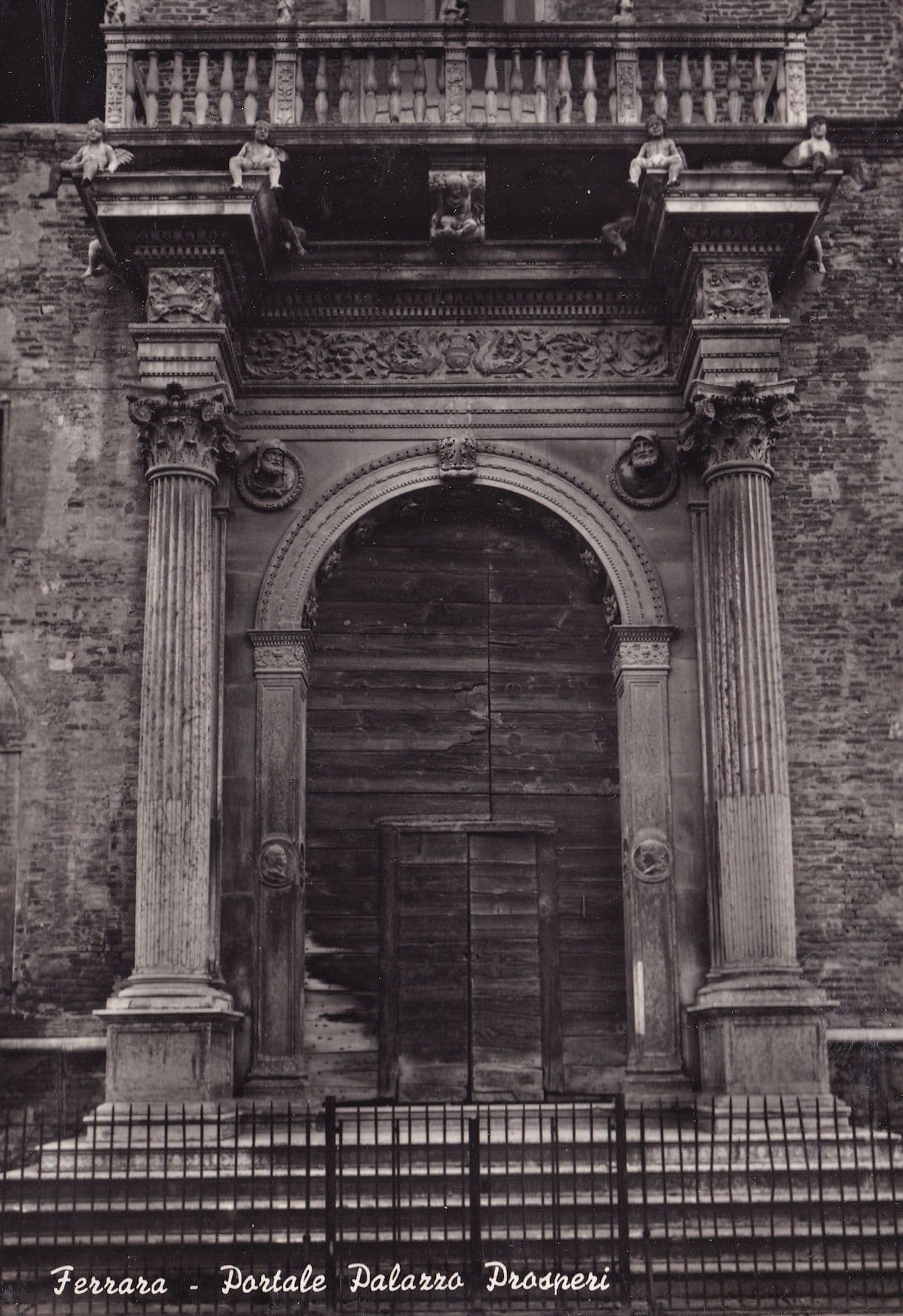 Ferrara Portale Palazzo Prosperi Italian Vintage RPC Postcard