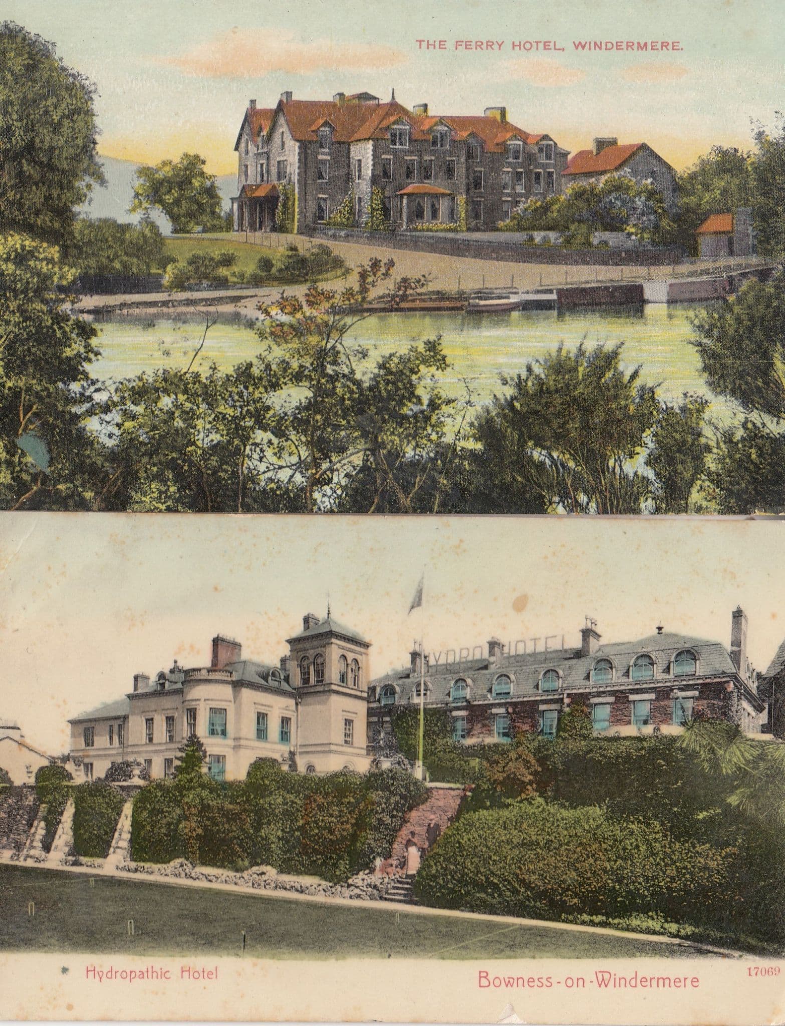 Ferry Hydropathic Hotel 2x Windermere Cumbria Old Postcard s