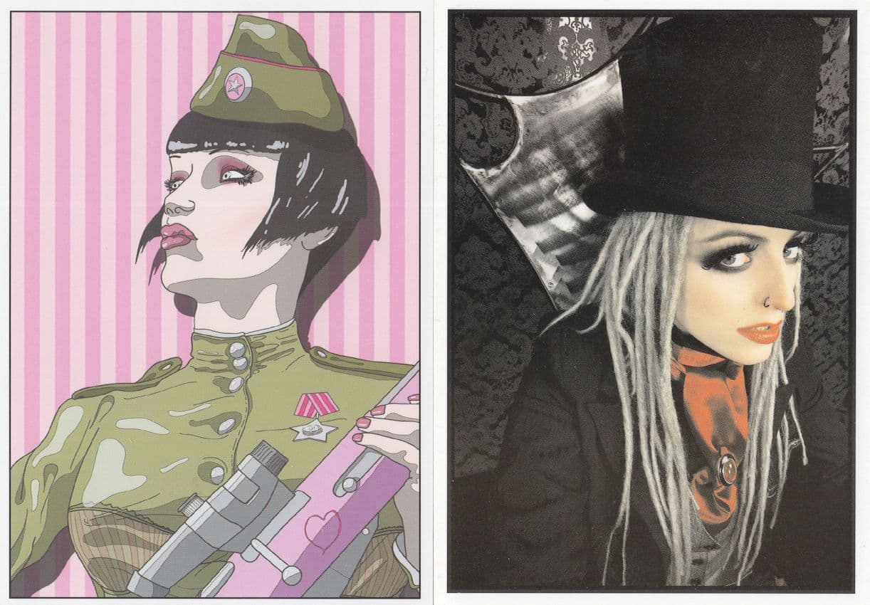 Fetish BDSM Nightclub Military Woman 2x Advertising Postcard s