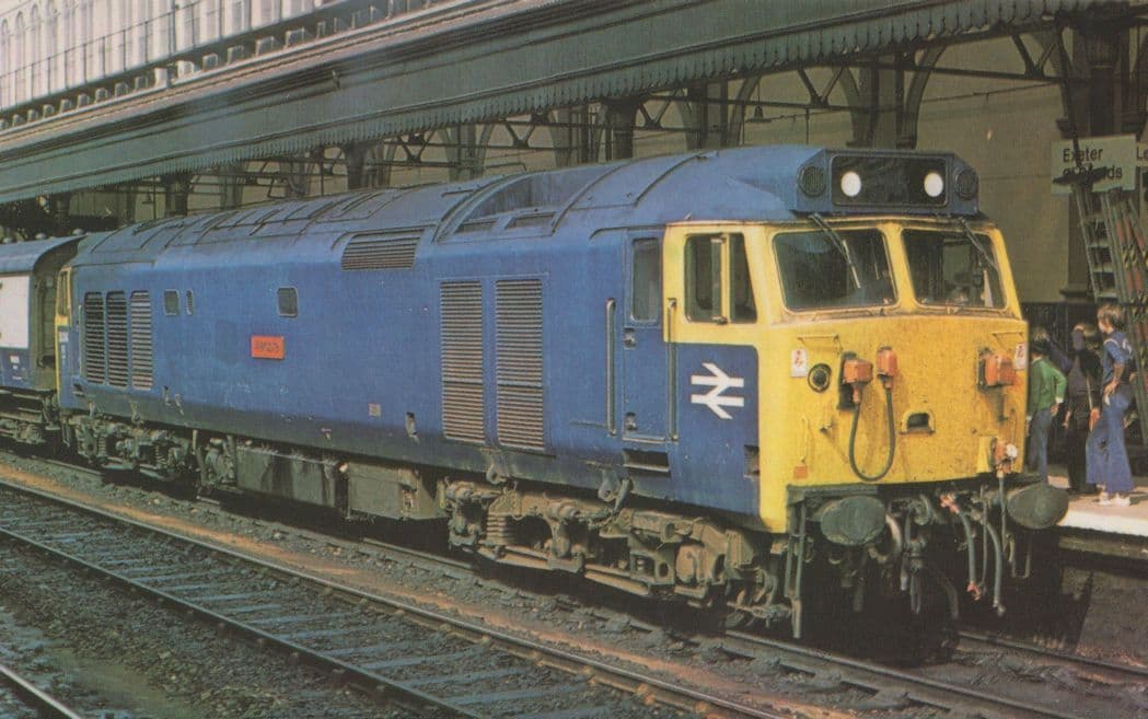 Fifty Class 50014 Warspite Train at Essex St Davids Station Postcard