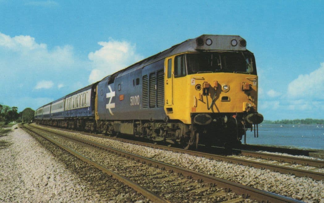 Fifty Class Monarch 50010 Train By Liverpool River Exe Postcard