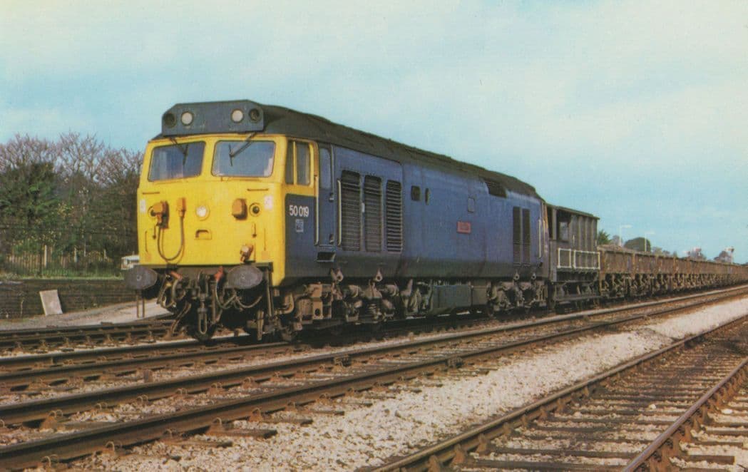 Fifty Class Ramillies 50019 Ballast Train Dawlish Warren 1981 Postcard