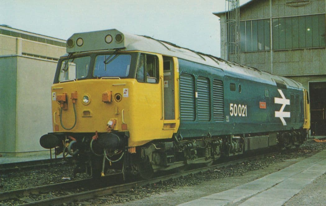Fifty Class Rodney Train 50021 at Laira Plymouth Station Postcard