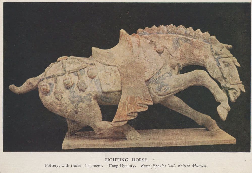 Fighting Horse Tang Dynasty Vintage Pottery Postcard
