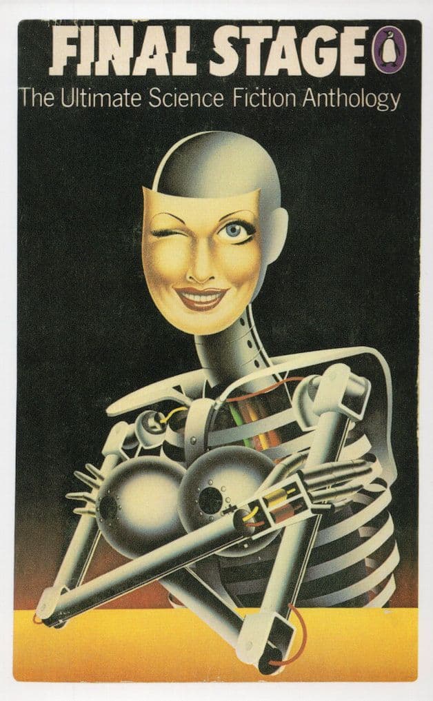 Final Stage Robot Skeleton Cover Sci Fi 1975 Book Postcard