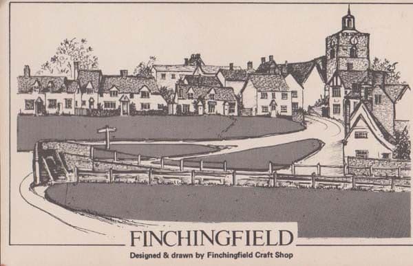 Finchingfield Crafts Shop Village Green Drawing Rare Essex 1970s Postcard