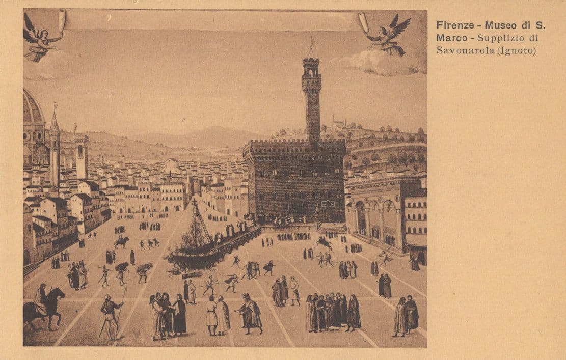 Firenze Museo Di S Marco Supplizio Di Savanarola Painting Postcard