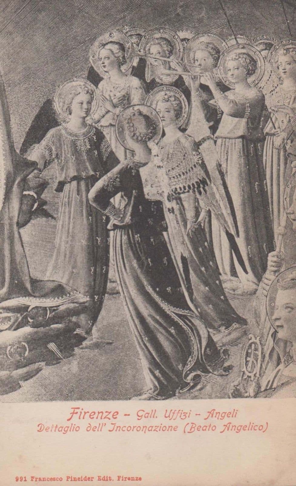 Firenze Uffizi Gallery Beato Angelico Incoronazione Antique Painting Postcard