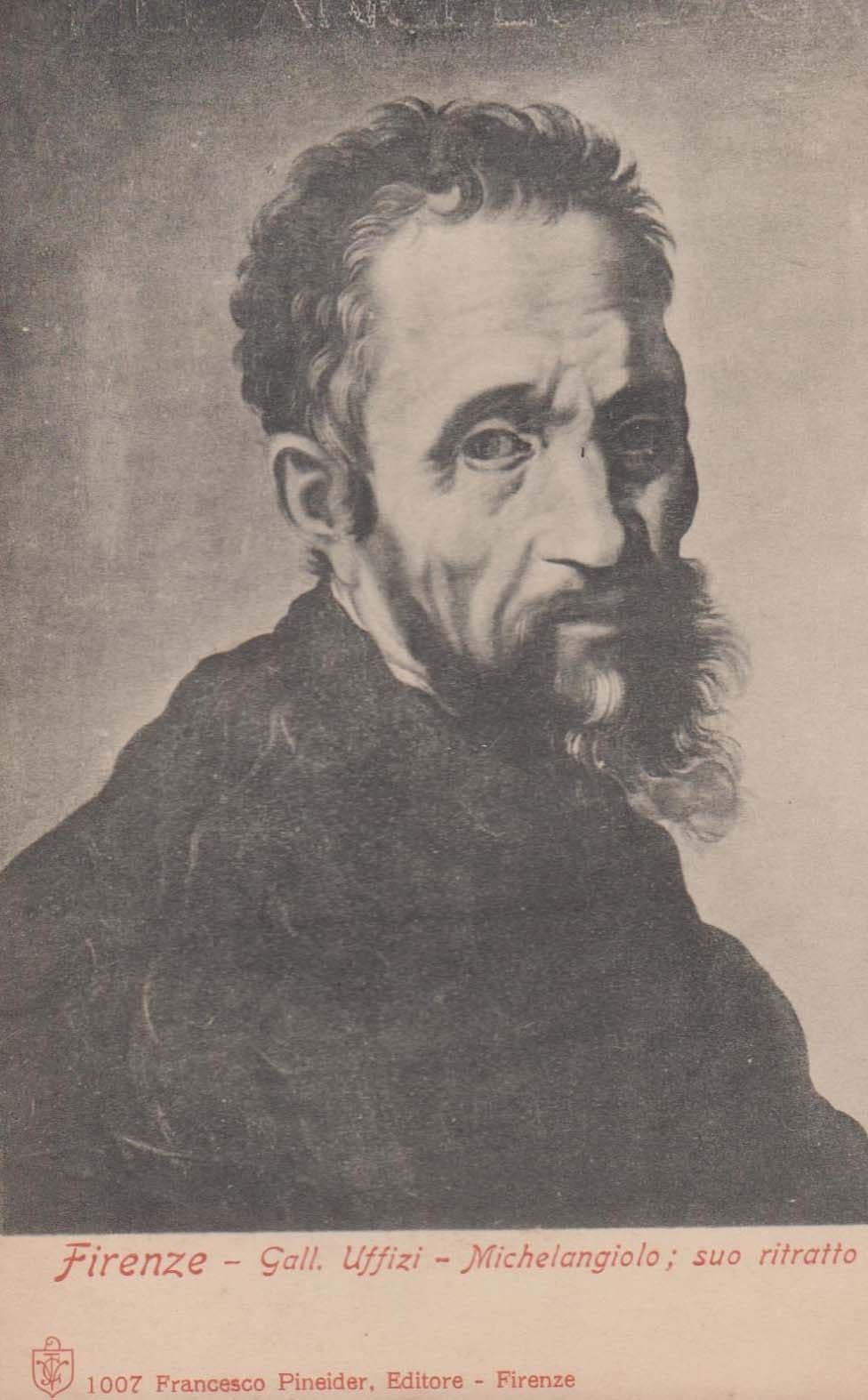 Firenze Uffizi Gallery Michelangiolo Portrait Michelangelo Old Painting Postcard