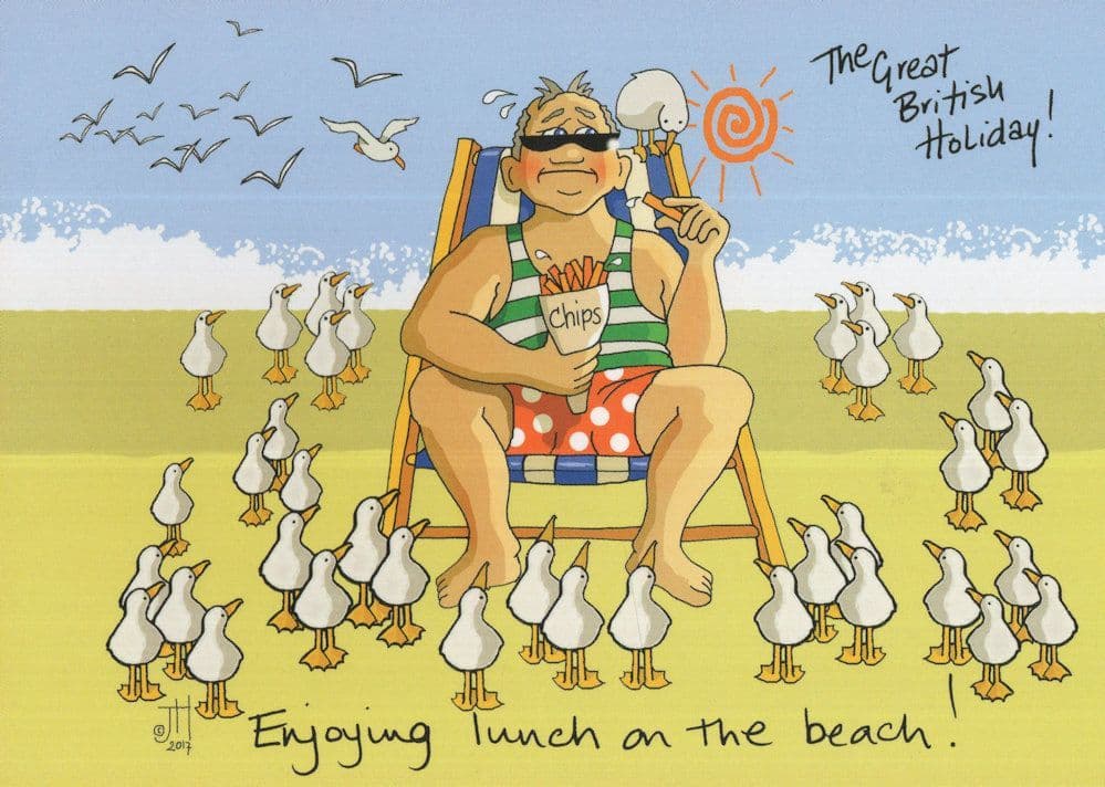 Fish & Chip Shop Giant Cone Of Chips At Eastbourne Comic Postcard