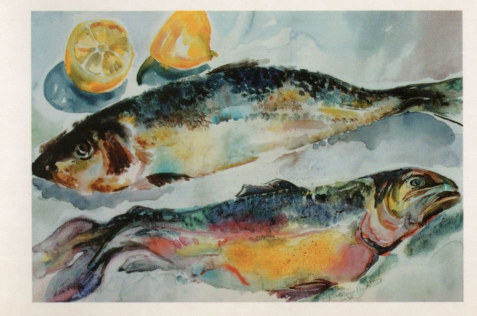 Fish & Lemons Madeleine Whitney Watercolour Painting Postcard