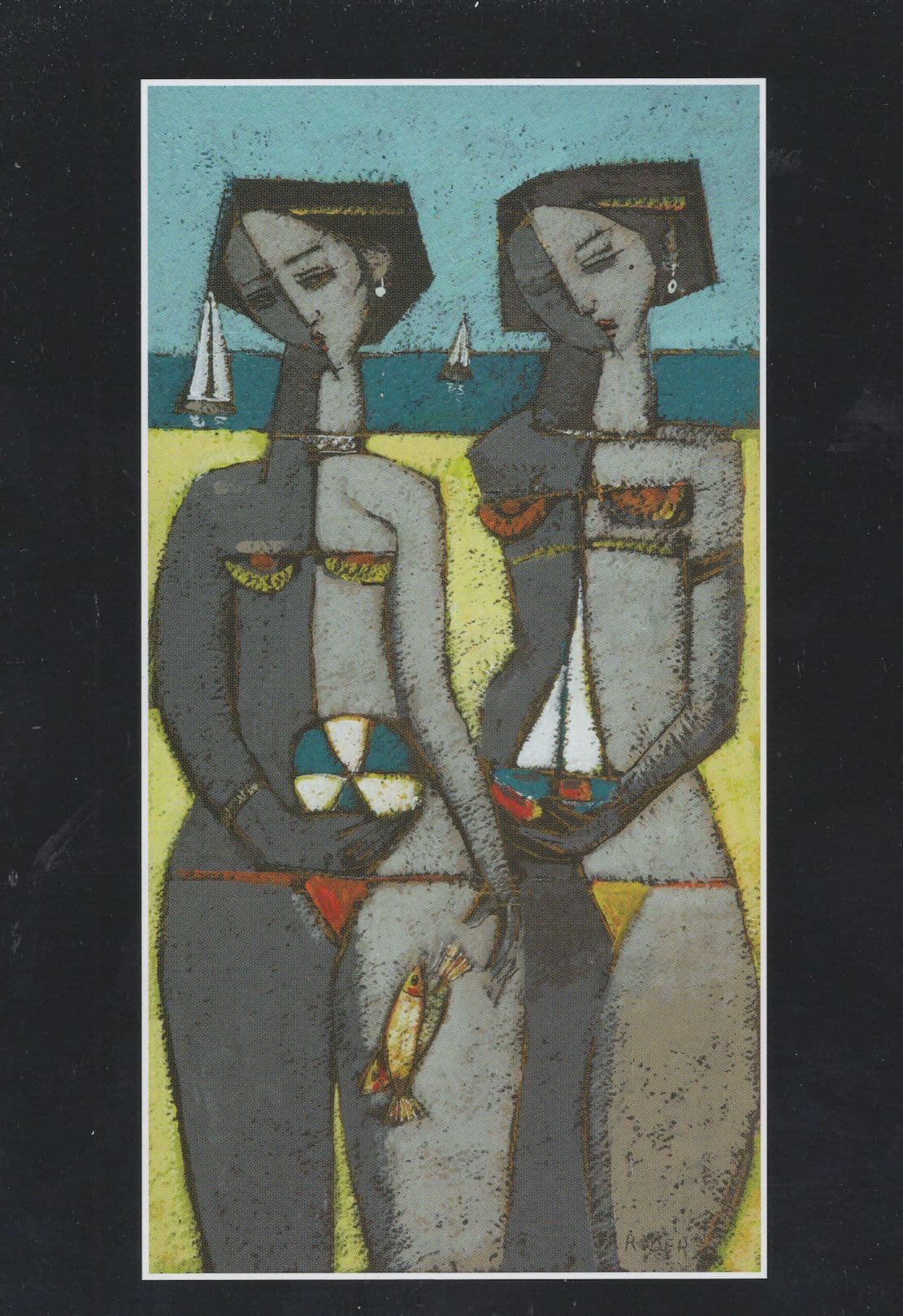 Fish Tattoo Rude Innuendo Art Deco German Ender Roder Painting Postcard