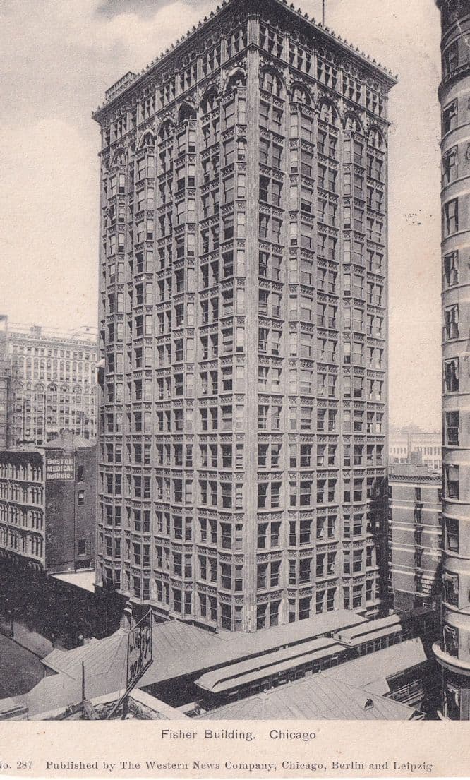 Fisher Building Chicago The Western News Company Old Postcard